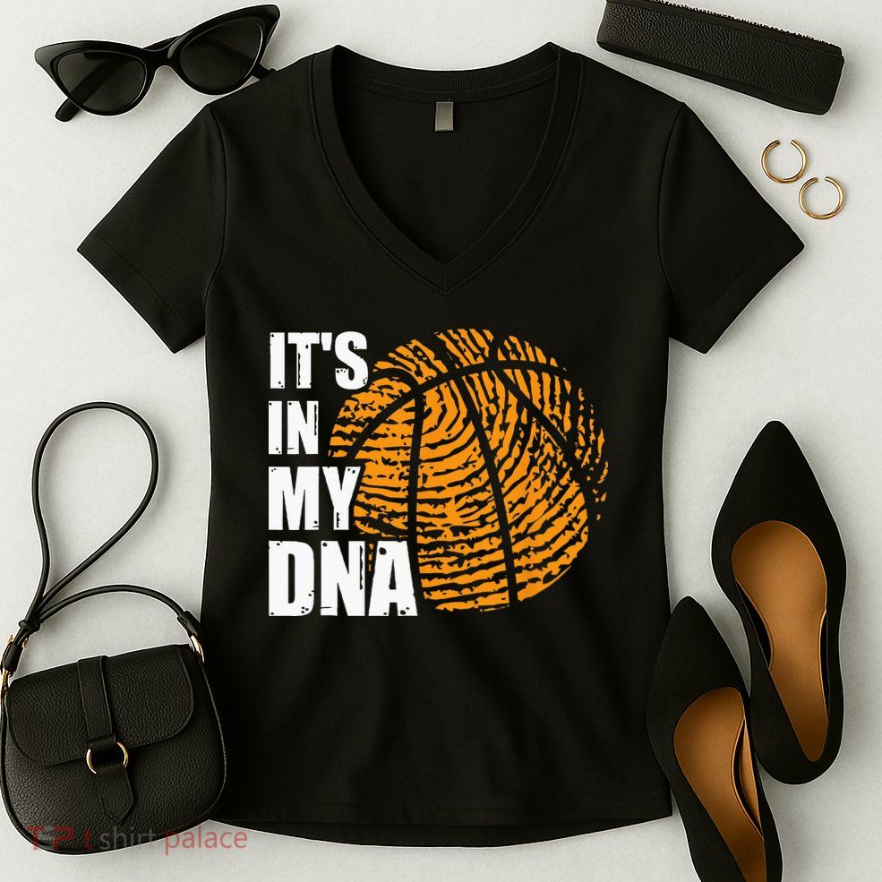 Basketball Its In My DNA Fingerprint Funny Basketball Women's V-Neck T-Shirt