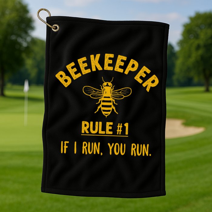 Beekeeper If I Run You Run Save The Bees Climate Change Golf Towel