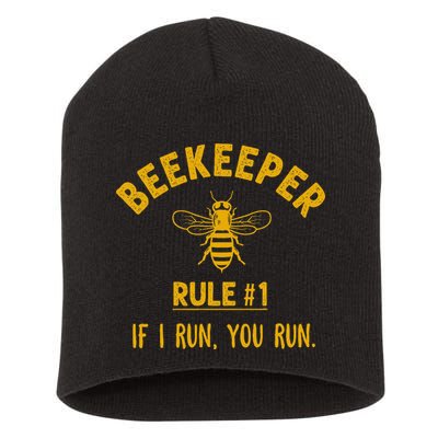 Beekeeper If I Run You Run Save The Bees Climate Change Short Acrylic Beanie