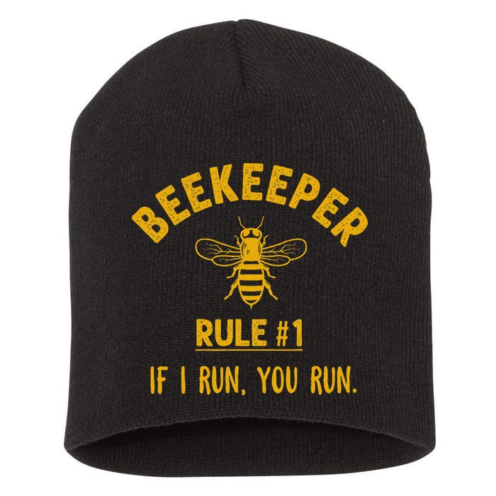 Beekeeper If I Run You Run Save The Bees Climate Change Short Acrylic Beanie
