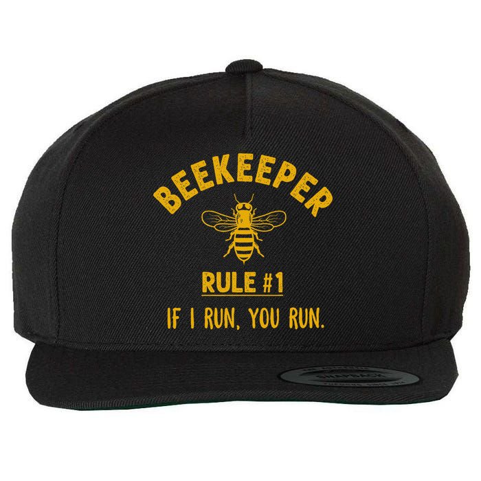 Beekeeper If I Run You Run Save The Bees Climate Change Wool Snapback Cap