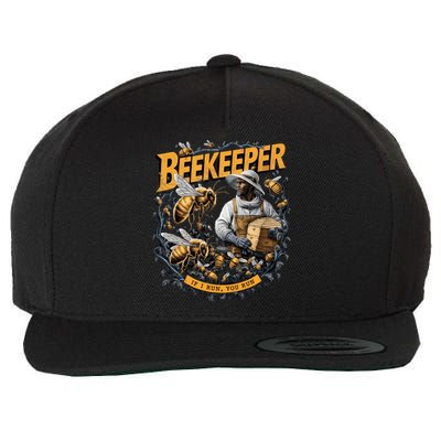Beekeeper If I Run You Run Apiculture Bee Keeper Beekeeping Bee Lovers Honeybees Wool Snapback Cap