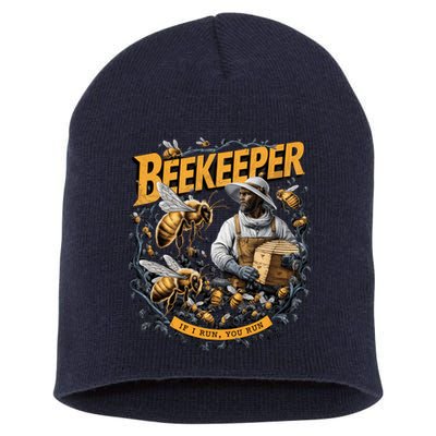 Beekeeper If I Run You Run Apiculture Bee Keeper Beekeeping Bee Lovers Honeybees Short Acrylic Beanie