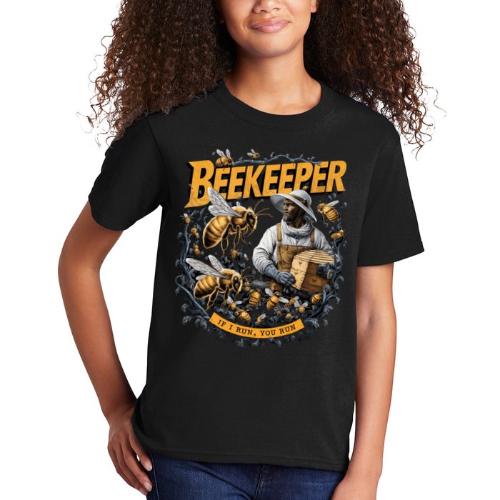 Beekeeper If I Run You Run Apiculture Bee Keeper Beekeeping Bee Lovers Honeybees Kids T-Shirt