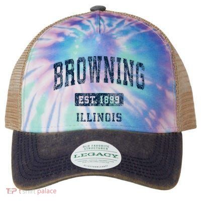 Browning Illinois Il Vintage Athletic Sports Legacy Tie Dye Trucker Hat