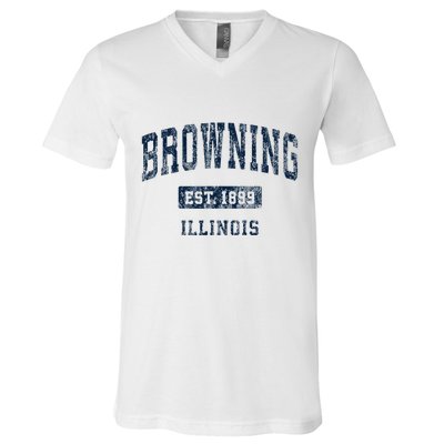 Browning Illinois Il Vintage Athletic Sports V-Neck T-Shirt