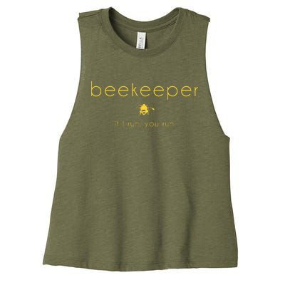 Bee If I Run You Run Beekeeper Apiarist Honey Gift Women's Racerback Cropped Tank