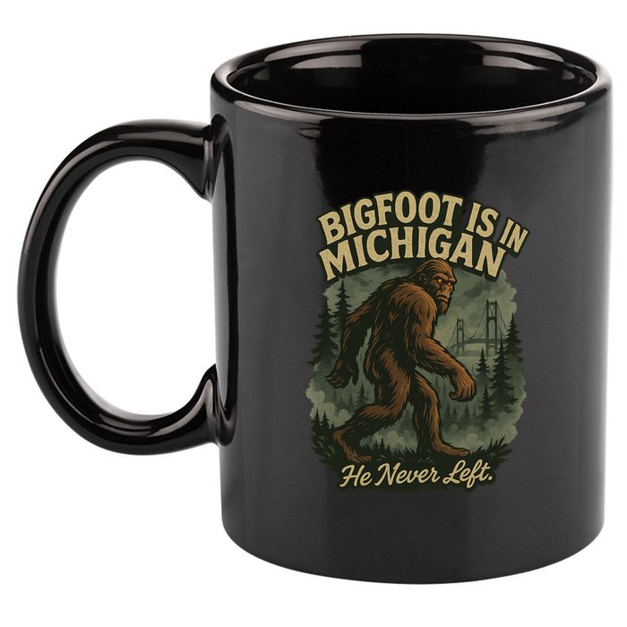 Bigfoot Is In Michigan 11oz C Handle Ceramic Mug