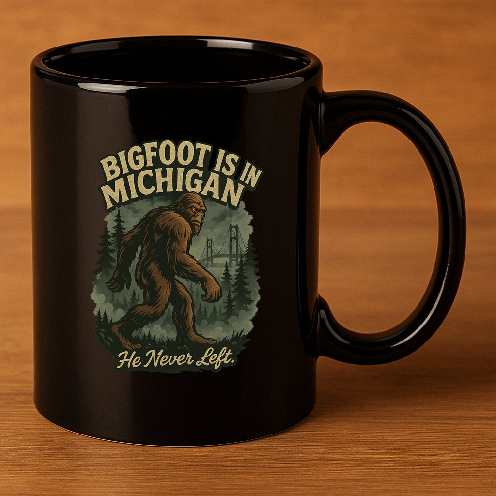 Bigfoot Is In Michigan 11oz C Handle Ceramic Mug