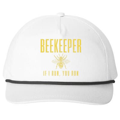 Beekeeper If I Run You Run Funny Beekeeping Beekeeper Gift Snapback Five-Panel Rope Hat