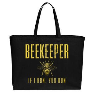 Beekeeper If I Run You Run Funny Beekeeping Beekeeper Gift Cotton Canvas Jumbo Tote