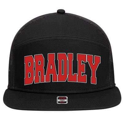 Bradley Il Illinois Varsity Style Usa Vintage Sports Cute Gift 7 Panel Mesh Trucker Snapback Hat