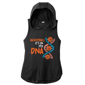 Basketball Is In My DNA Funny Coach Player Ladies PosiCharge Tri-Blend Wicking Draft Hoodie Tank