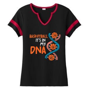 Basketball Is In My DNA Funny Coach Player Ladies Halftime Notch Neck Tee