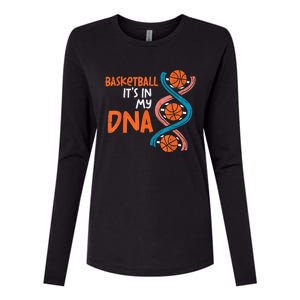 Basketball Is In My DNA Funny Coach Player Womens Cotton Relaxed Long Sleeve T-Shirt