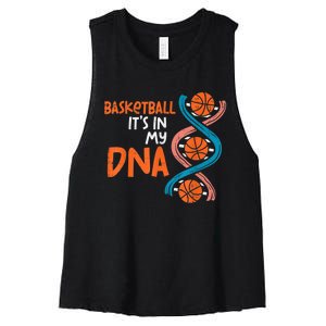 Basketball Is In My DNA Funny Coach Player Women's Racerback Cropped Tank