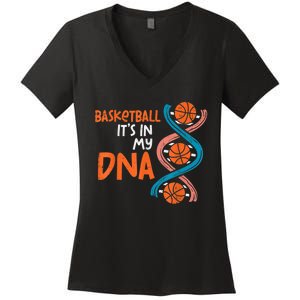 Basketball Is In My DNA Funny Coach Player Women's V-Neck T-Shirt