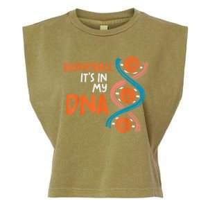 Basketball Is In My DNA Funny Coach Player Garment-Dyed Women's Muscle Tee