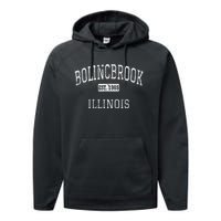 Bolingbrook Illinois Il Vintage Performance Fleece Hoodie