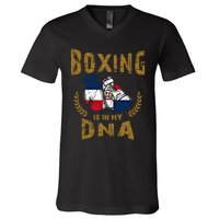 Boxing Is In My Dna Dominican Republic Flag Boxing Gloves Gift V-Neck T-Shirt