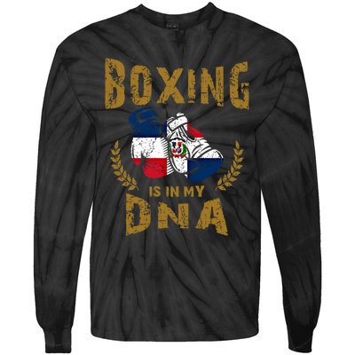 Boxing Is In My Dna Dominican Republic Flag Boxing Gloves Gift Tie-Dye Long Sleeve Shirt