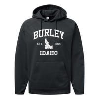 Burley Idaho ID Vintage State Athletic Style Performance Fleece Hoodie