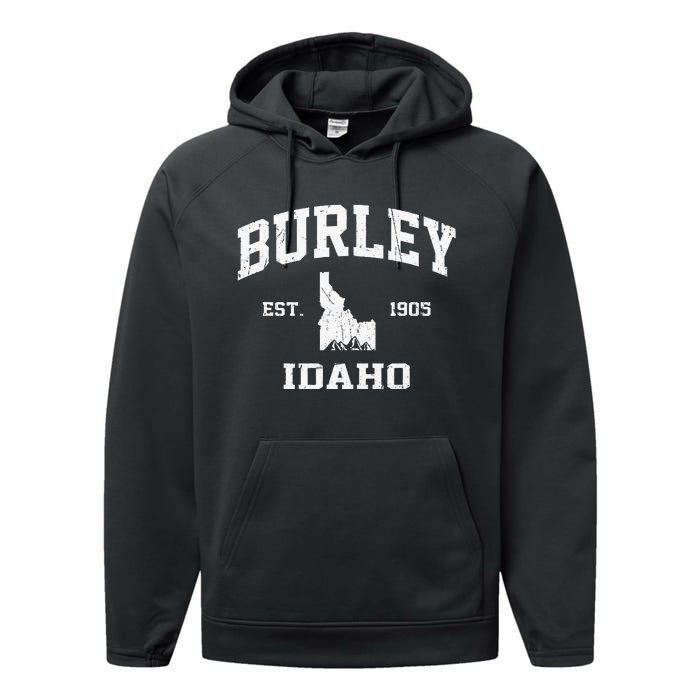 Burley Idaho ID Vintage State Athletic Style Performance Fleece Hoodie