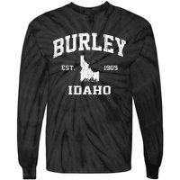 Burley Idaho ID Vintage State Athletic Style Tie-Dye Long Sleeve Shirt