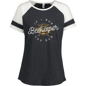 Beekeeper If I Run You Run Funny Bee Apiarist Gift Enza Ladies Jersey Colorblock Tee