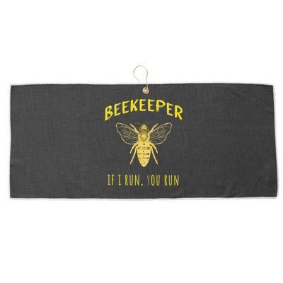 Beekeeper If I Run You Run Funny Beekeeping Lovers Large Microfiber Waffle Golf Towel