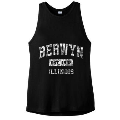 Berwyn Illinois Il Vintage Established Sports Design Ladies PosiCharge Tri-Blend Wicking Tank
