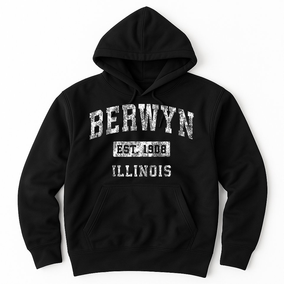 Berwyn Illinois Il Vintage Established Sports Design Hoodie