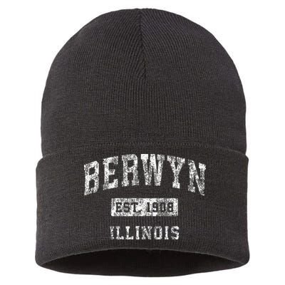 Berwyn Illinois Il Vintage Established Sports Design Sustainable Knit Beanie