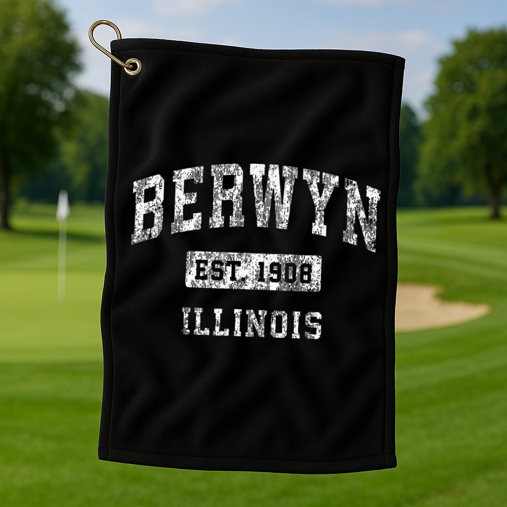 Berwyn Illinois Il Vintage Established Sports Design Golf Towel