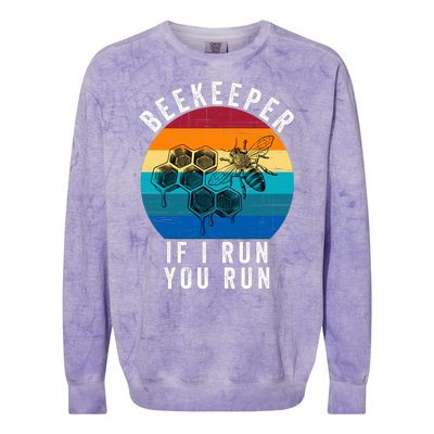 Beekeeper If I Run You Run Honeybees Apiculture Bee Keeper Beekeeping Bee Lovers Colorblast Crewneck Sweatshirt