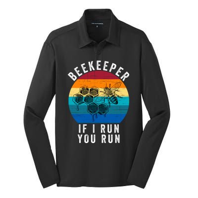 Beekeeper If I Run You Run Honeybees Apiculture Bee Keeper Beekeeping Bee Lovers Silk Touch Performance Long Sleeve Polo