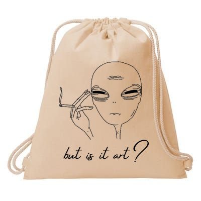 But Is It Art? Funny Smoking Alien Drawstring Bag
