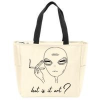 But Is It Art? Funny Smoking Alien Zip Tote Bag