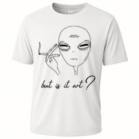 But Is It Art? Funny Smoking Alien Cooling Performance Crew T-Shirt