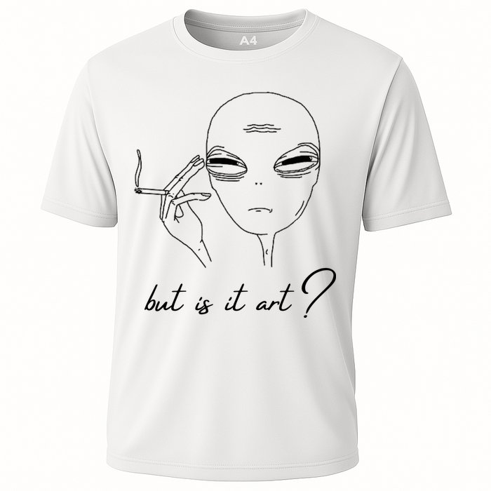 But Is It Art? Funny Smoking Alien Cooling Performance Crew T-Shirt
