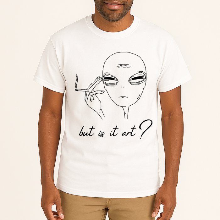 But Is It Art? Funny Smoking Alien Tall T-Shirt