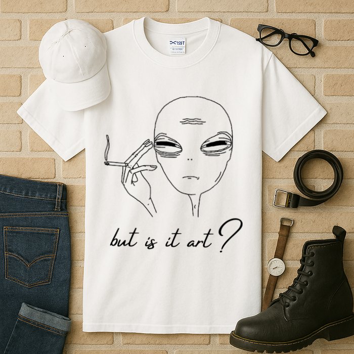 But Is It Art? Funny Smoking Alien Tall T-Shirt