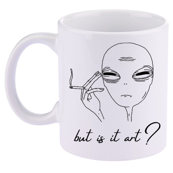 But Is It Art? Funny Smoking Alien 11oz C Handle Ceramic Mug