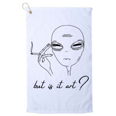 But Is It Art? Funny Smoking Alien Golf Towel