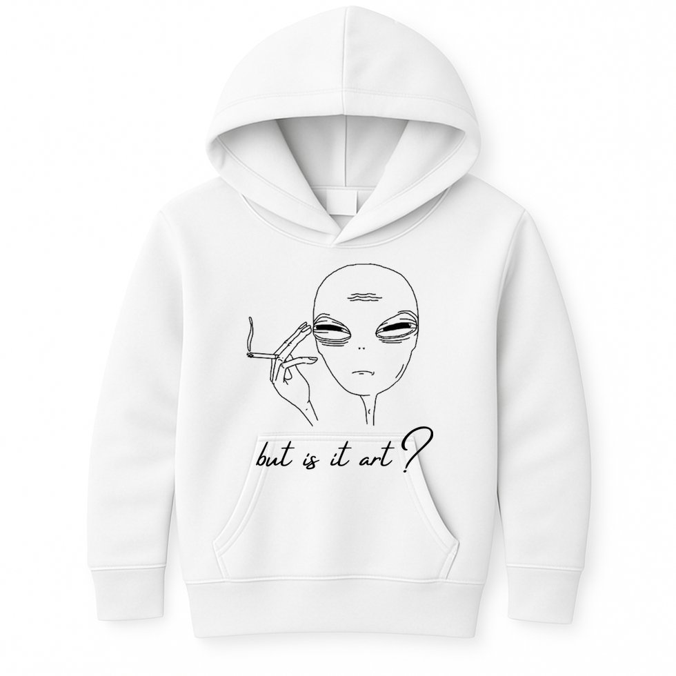 But Is It Art? Funny Smoking Alien Kids Hoodie