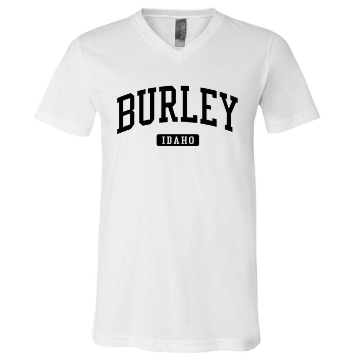 Burley Idaho Id Vintage Athletic Sports Design Sweatshirt V-Neck T-Shirt