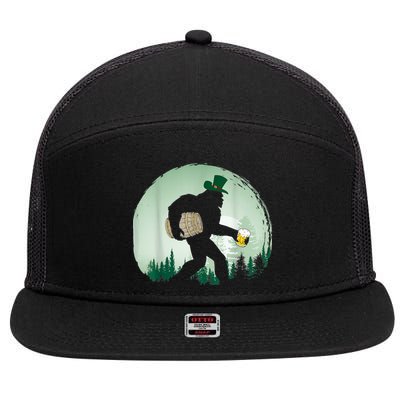 Bigfoot Irish Ing Beer St Patrick's Day Sasquatch Gift 7 Panel Mesh Trucker Snapback Hat