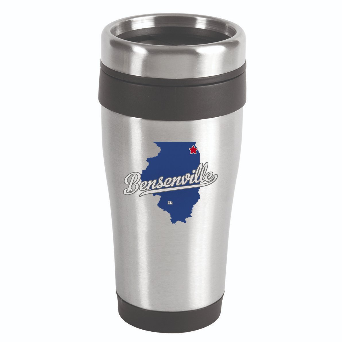 Bensenville Illinois Il Map 16oz Travel Tumbler