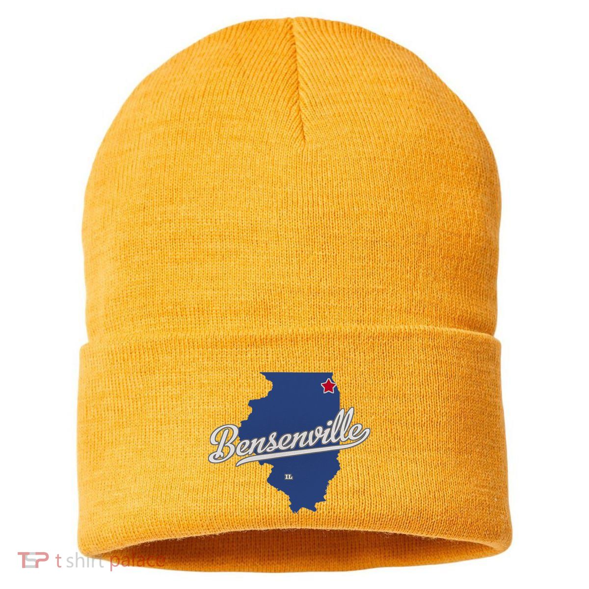 Bensenville Illinois Il Map Sustainable Knit Beanie