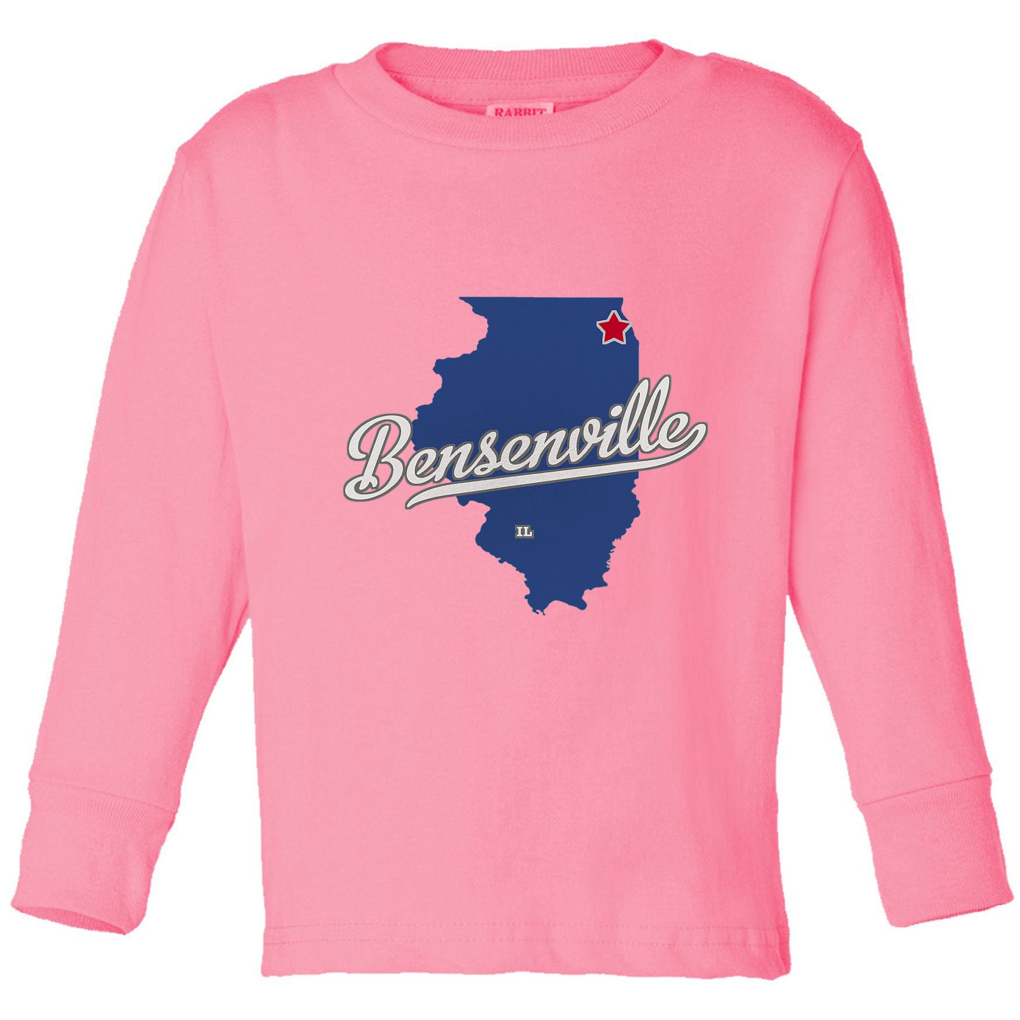 Bensenville Illinois Il Map Toddler Long Sleeve Shirt
